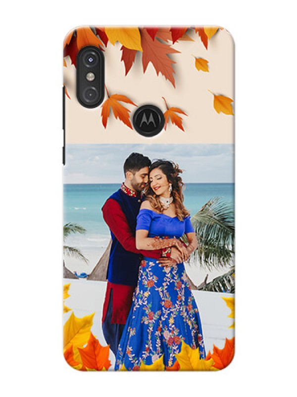 Custom Motorola One Power Mobile Phone Cases: Autumn Maple Leaves Design