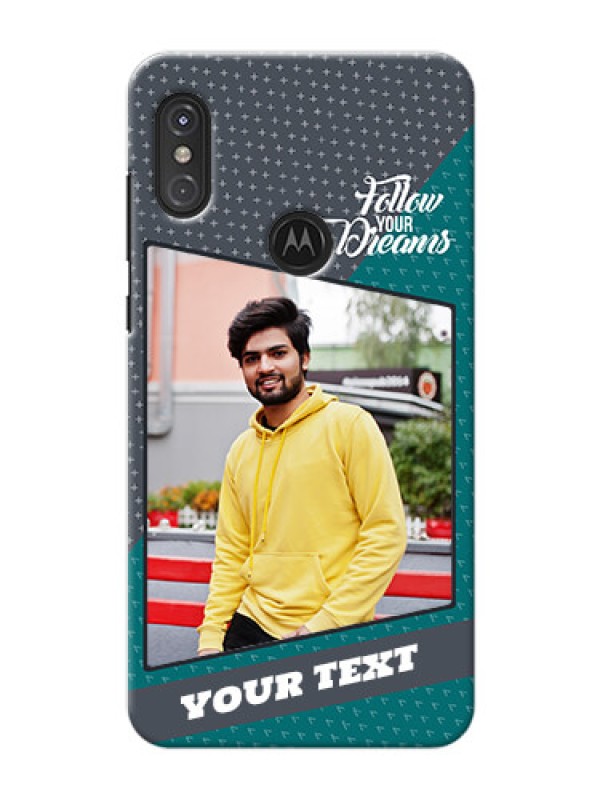 Custom Motorola One Power Back Covers: Background Pattern Design with Quote