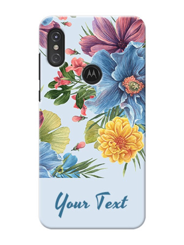 Custom Moto One Power Custom Phone Cases: Stunning Watercolored Flowers Painting Design