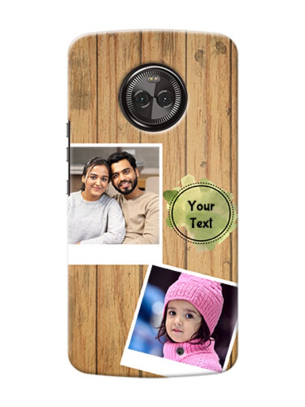 Custom Motorola Moto X4 3 image holder with wooden texture  Design