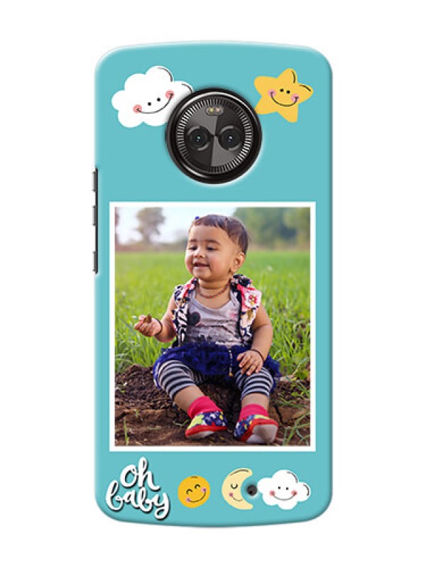 Custom Motorola Moto X4 kids frame with smileys and stars Design