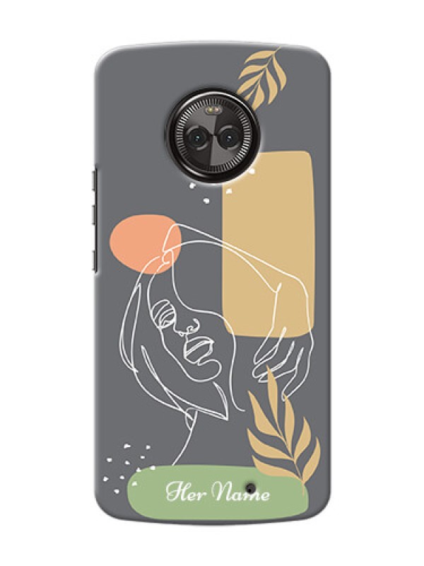 Custom Moto X4 Phone Back Covers: Gazing Woman line art Design