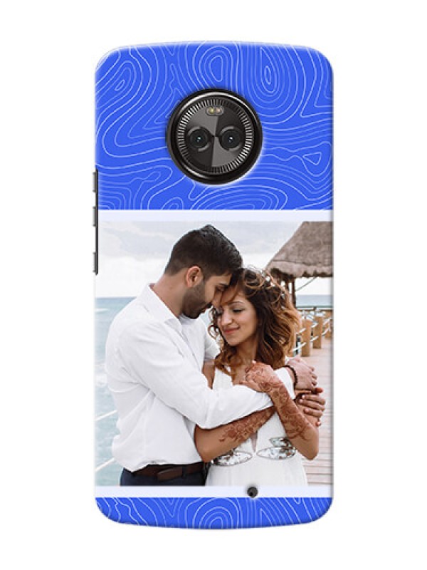 Custom Moto X4 Mobile Back Covers: Curved line art with blue and white Design