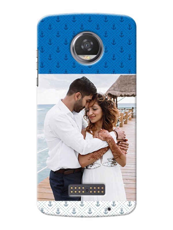 Custom Motorola Moto Z2 Play Blue Anchors Mobile Case Design