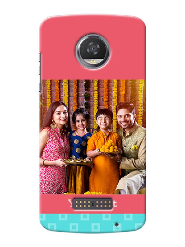 Custom Motorola Moto Z2 Play Pink And Blue Pattern Mobile Case Design