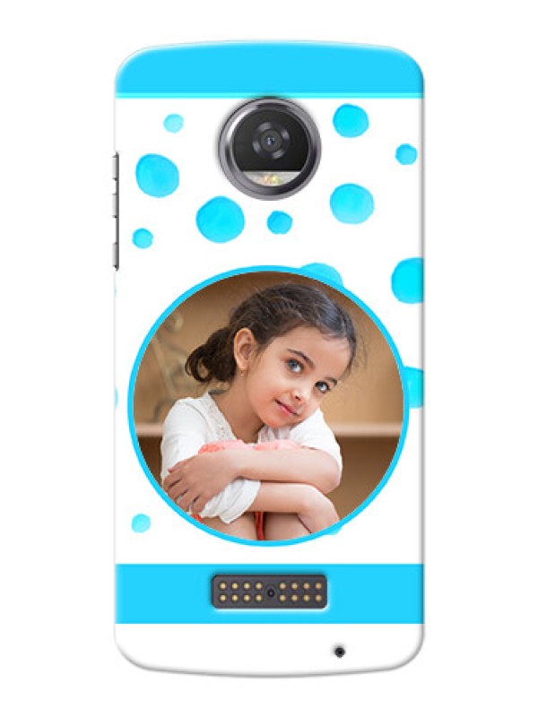 Custom Motorola Moto Z2 Play Blue Bubbles Pattern Mobile Cover Design