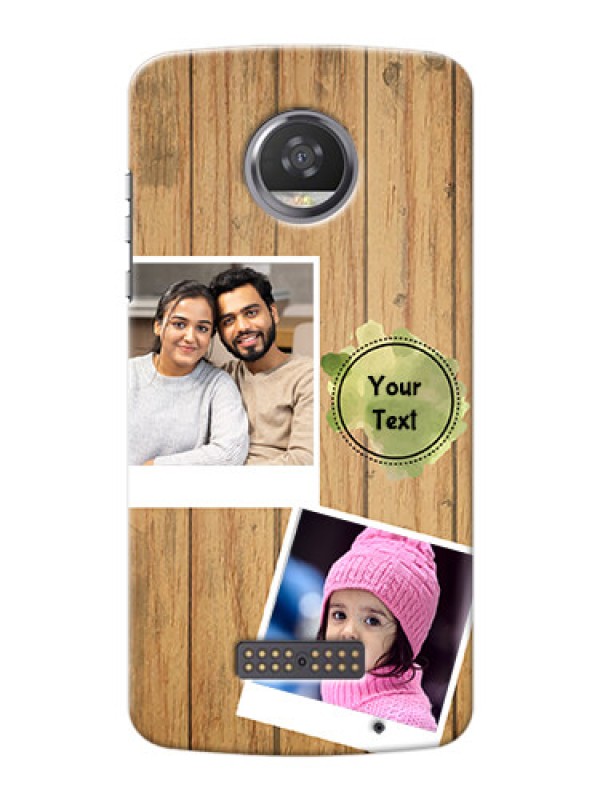 Custom Motorola Moto Z2 Play 3 image holder with wooden texture  Design
