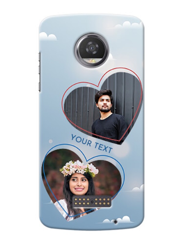 Custom Motorola Moto Z2 Play couple heart frames with sky backdrop Design