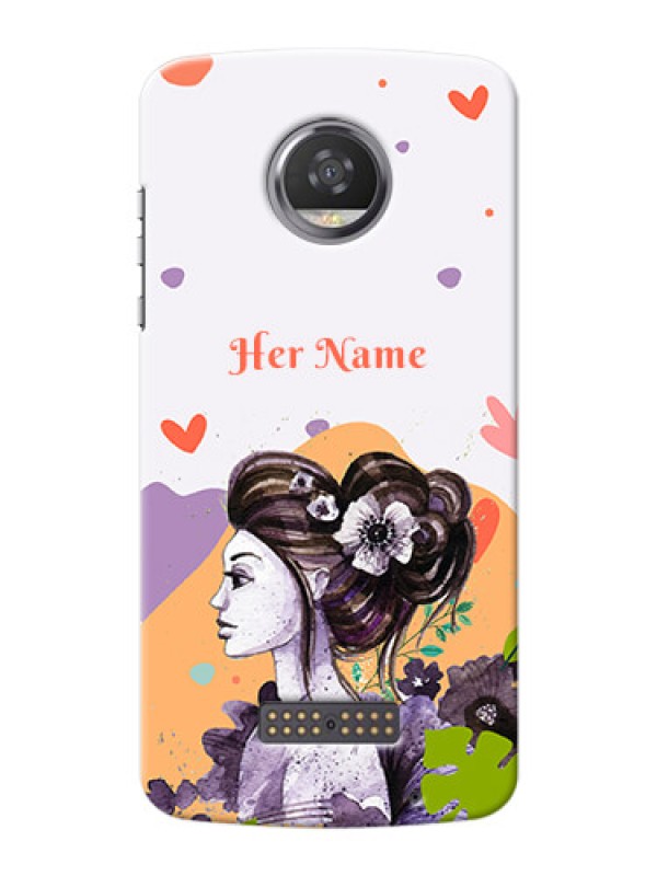 Custom Moto Z2 Play Custom Mobile Case with Woman And Nature Design