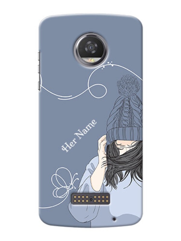 Custom Moto Z2 Play Custom Mobile Case with Girl in winter outfit Design