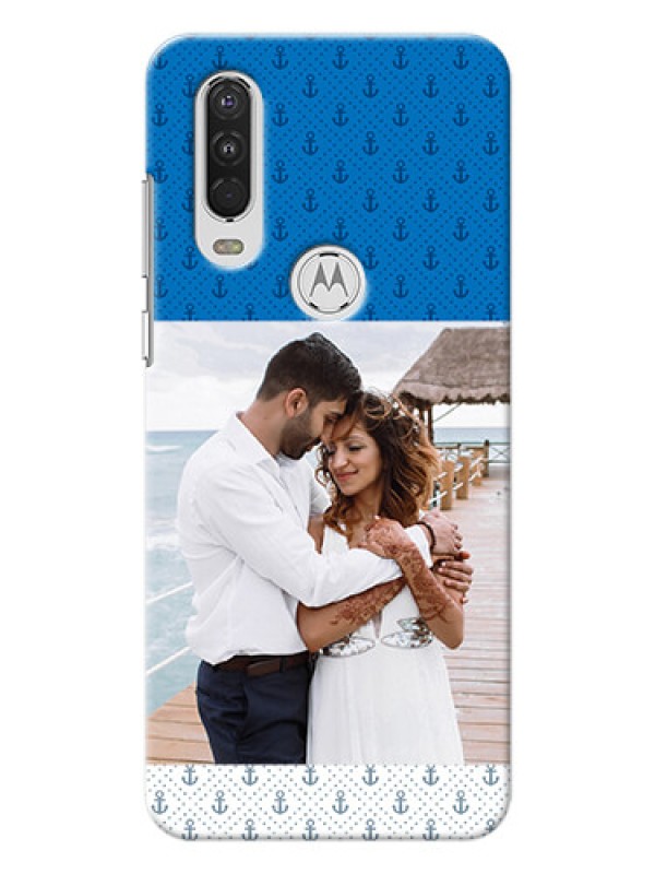Custom Motorola One Action Mobile Phone Covers: Blue Anchors Design