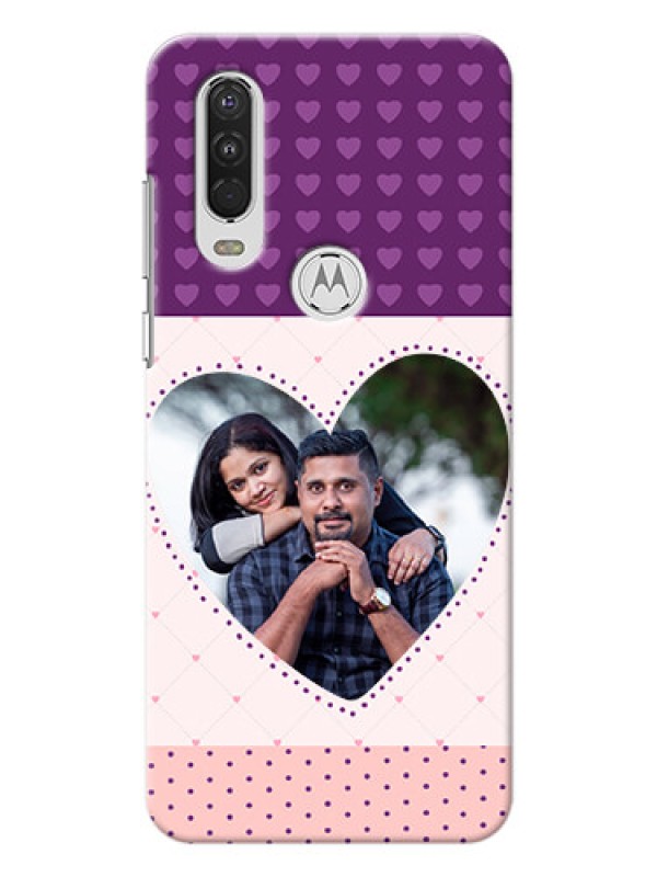 Custom Motorola One Action Mobile Back Covers: Violet Love Dots Design