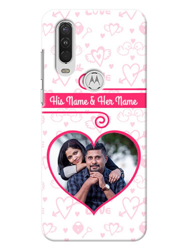 Custom Motorola One Action Personalized Phone Cases: Heart Shape Love Design