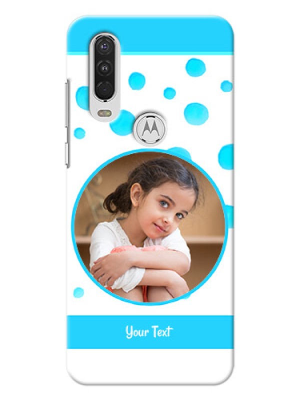 Custom Motorola One Action Custom Phone Covers: Blue Bubbles Pattern Design
