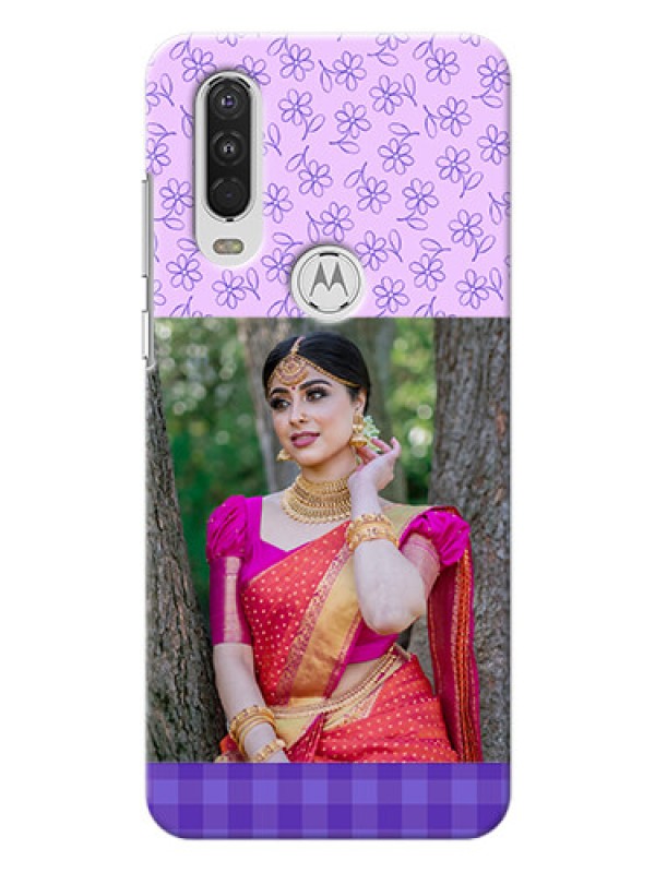 Custom Motorola One Action Mobile Cases: Purple Floral Design