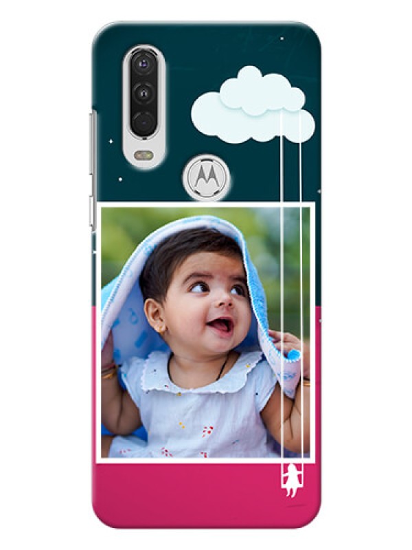 Custom Motorola One Action custom phone covers: Cute Girl with Cloud Design