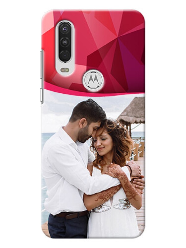 Custom Motorola One Action custom mobile back covers: Red Abstract Design