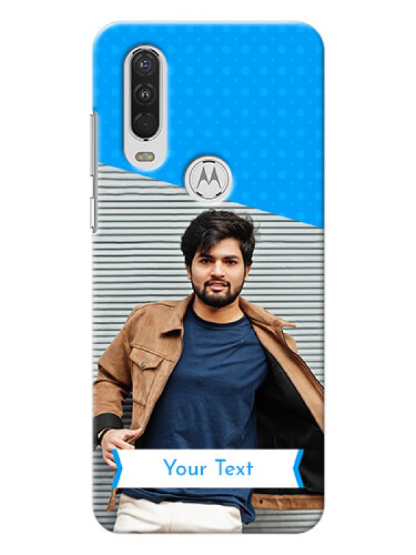 Custom Motorola One Action Personalized Mobile Covers: Simple Blue Color Design