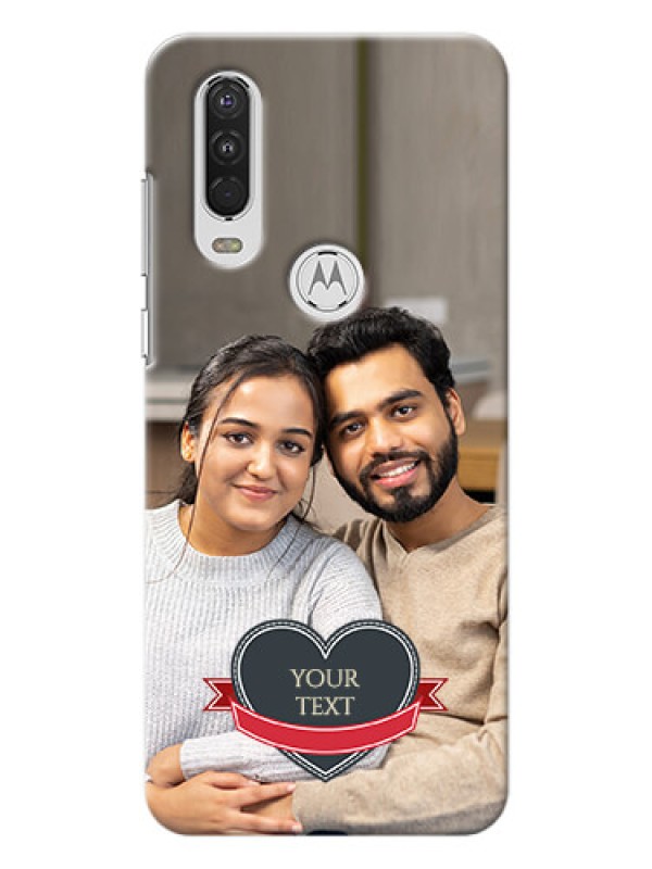 Custom Motorola One Action mobile back covers online: Just Married Couple Design