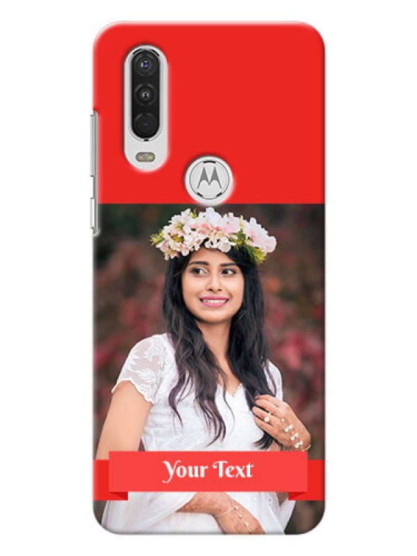 Custom Motorola One Action Personalised mobile covers: Simple Red Color Design