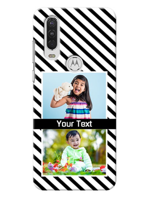 Custom Motorola One Action Back Covers: Black And White Stripes Design