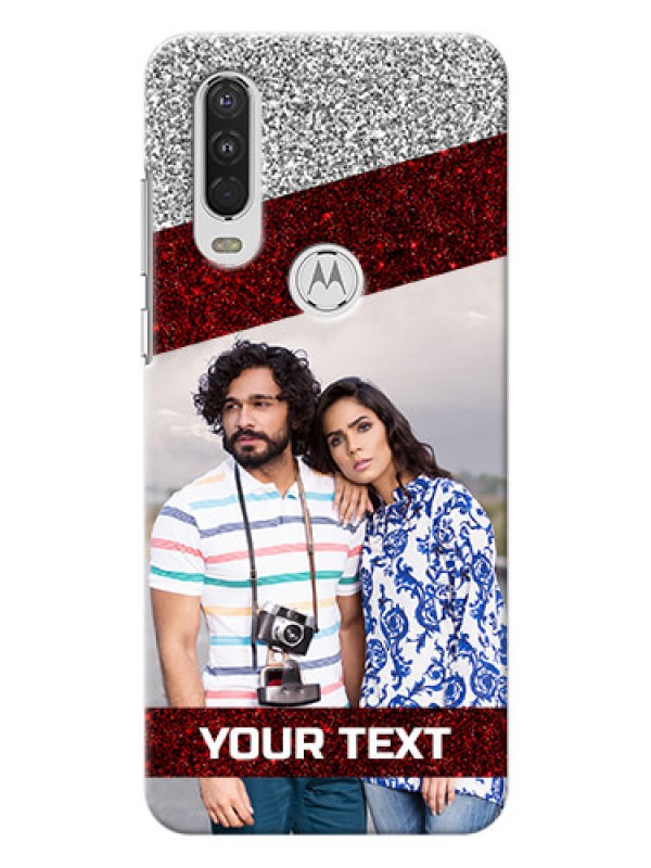 Custom Motorola One Action Mobile Cases: Image Holder with Glitter Strip Design