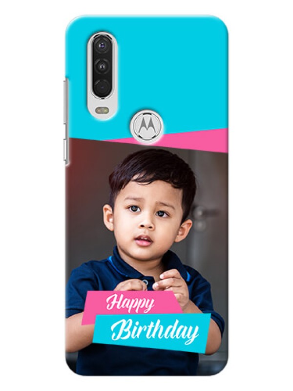 Custom Motorola One Action Mobile Covers: Image Holder with 2 Color Design