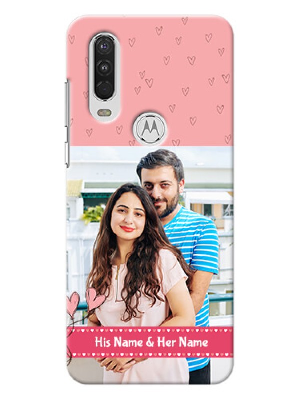 Custom Motorola One Action phone back covers: Love Design Peach Color
