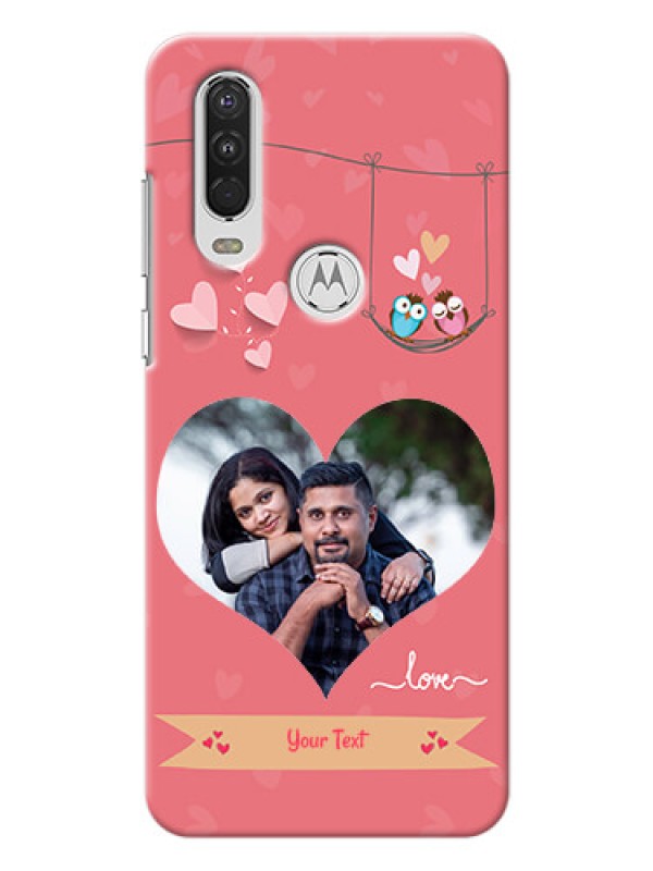 Custom Motorola One Action custom phone covers: Peach Color Love Design 