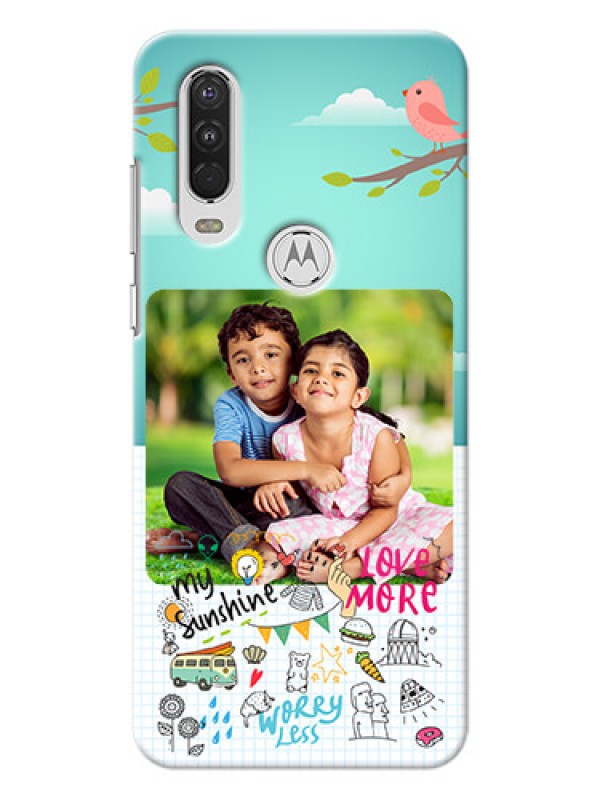 Custom Motorola One Action phone cases online: Doodle love Design