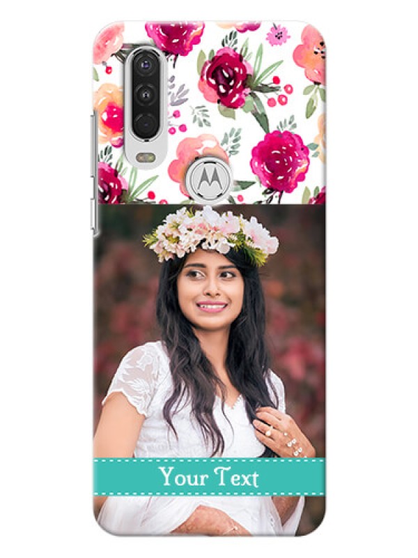 Custom Motorola One Action Personalized Mobile Cases: Watercolor Floral Design