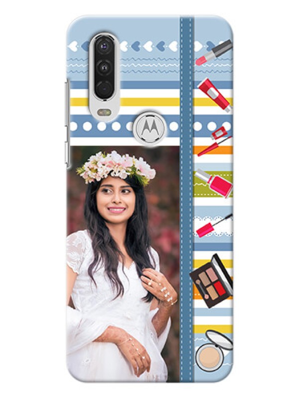 Custom Motorola One Action Personalized Mobile Cases: Makeup Icons Design