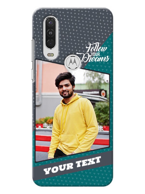 Custom Motorola One Action Back Covers: Background Pattern Design with Quote
