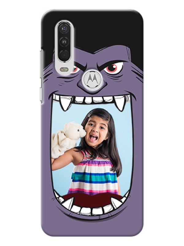 Custom Motorola One Action Personalised Phone Covers: Angry Monster Design