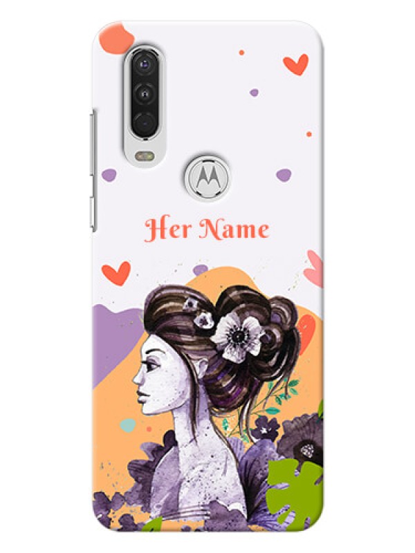 Custom Motorola One Action Custom Mobile Case with Woman And Nature Design