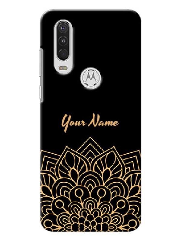 Custom Motorola One Action Back Covers: Golden mandala Design