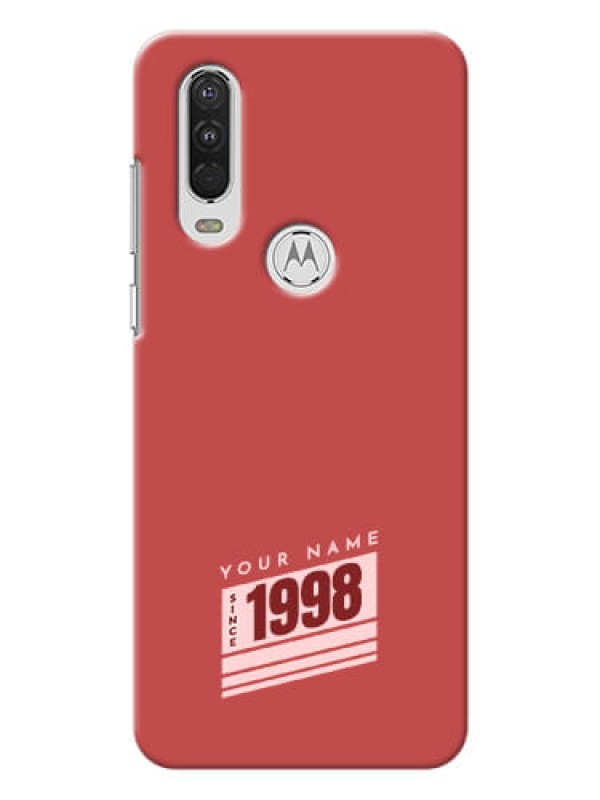 Custom Motorola One Action Phone Back Covers: Red custom year of birth Design