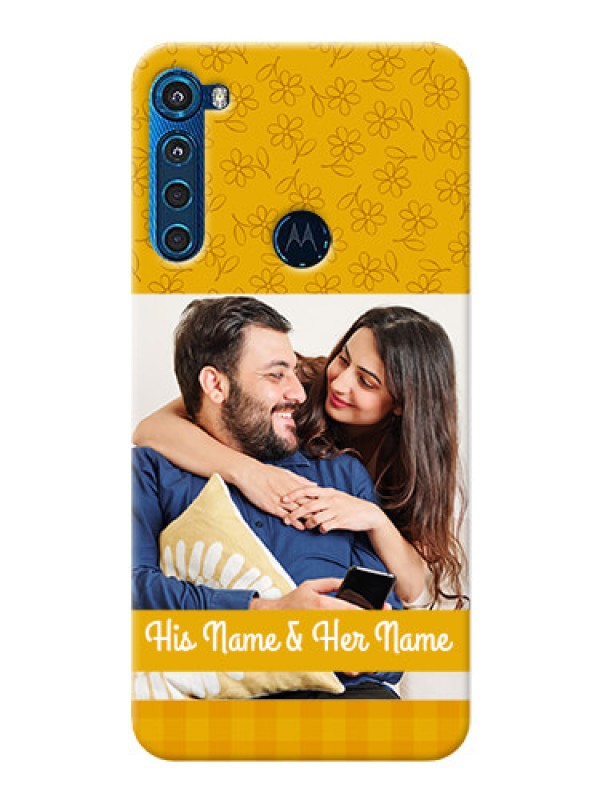 Custom Motorola One Fusion Plus mobile phone covers: Yellow Floral Design