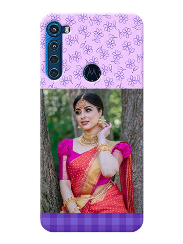 Custom Motorola One Fusion Plus Mobile Cases: Purple Floral Design