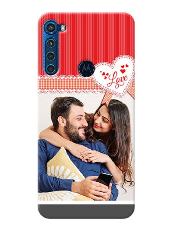Custom Motorola One Fusion Plus phone cases online: Red Love Pattern Design