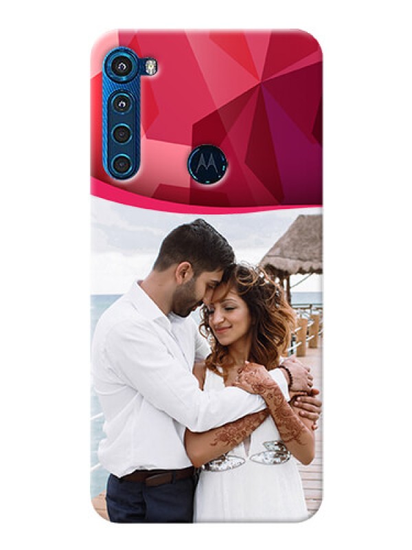 Custom Motorola One Fusion Plus custom mobile back covers: Red Abstract Design