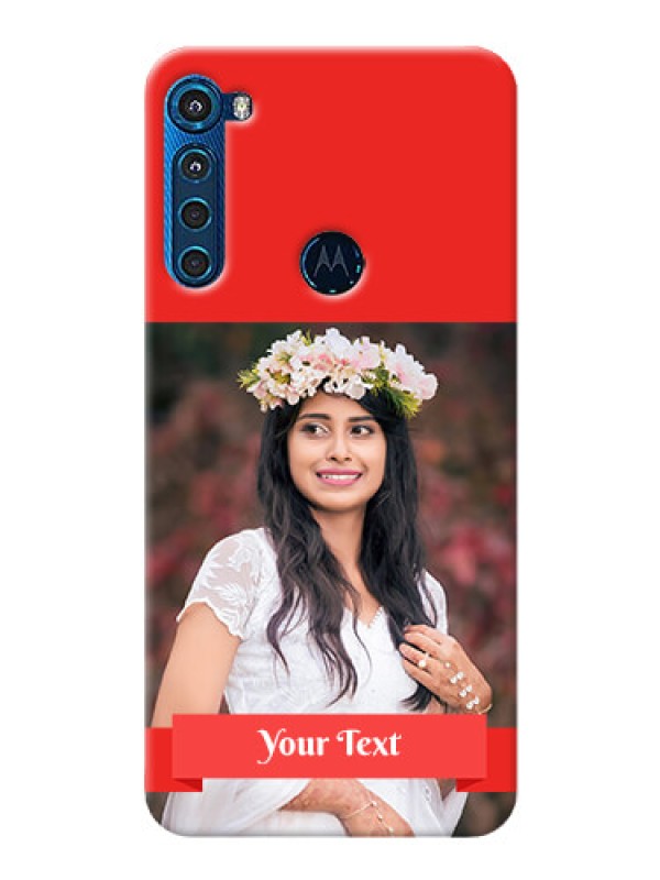 Custom Motorola One Fusion Plus Personalised mobile covers: Simple Red Color Design