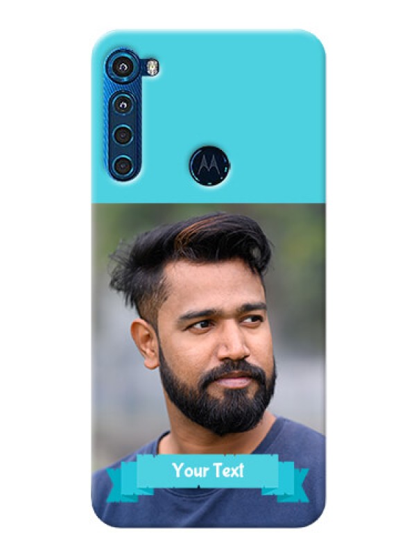 Custom Motorola One Fusion Plus Personalized Mobile Covers: Simple Blue Color Design