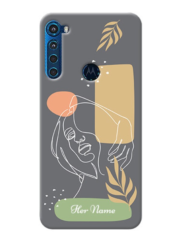 Custom Motorola One Fusion Plus Phone Back Covers: Gazing Woman line art Design