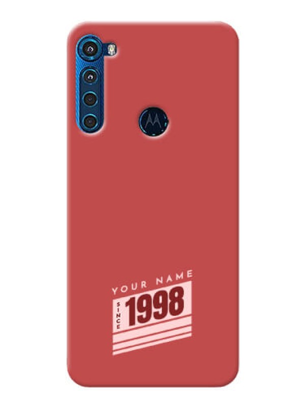 Custom Motorola One Fusion Plus Phone Back Covers: Red custom year of birth Design