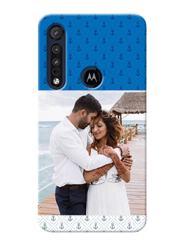 Custom Motorola One Macro Mobile Phone Covers: Blue Anchors Design