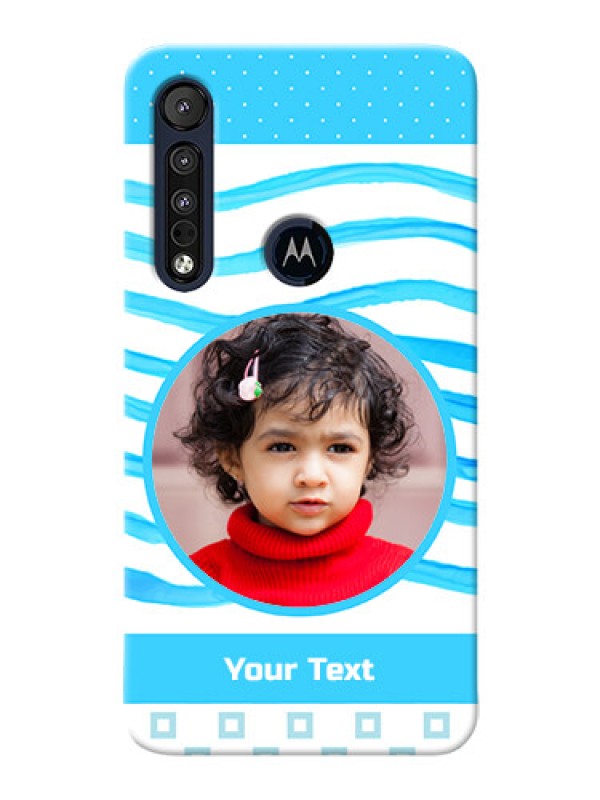 Custom Motorola One Macro phone back covers: Simple Blue Case Design