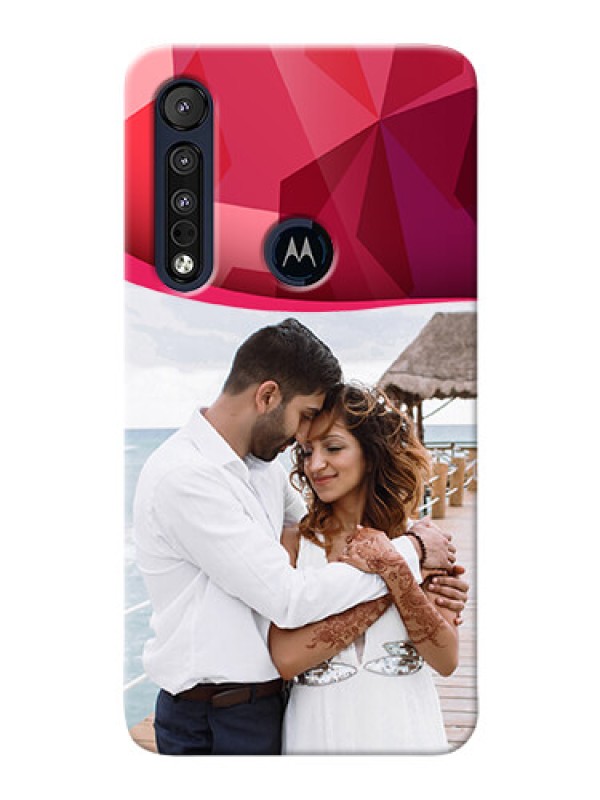 Custom Motorola One Macro custom mobile back covers: Red Abstract Design