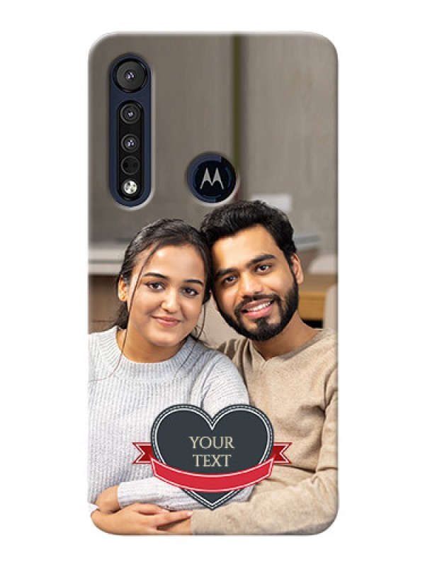 Custom Motorola One Macro mobile back covers online: Just Married Couple Design