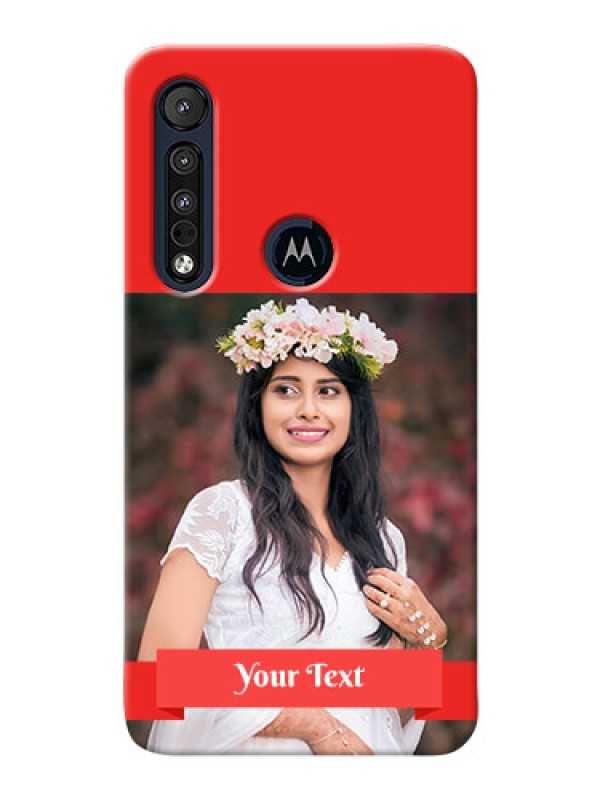 Custom Motorola One Macro Personalised mobile covers: Simple Red Color Design